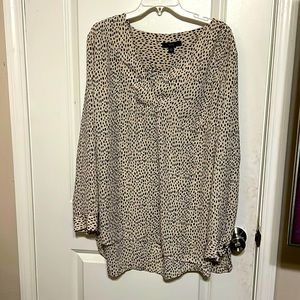Long Sleeve Plus Size Polka Dot Blouse